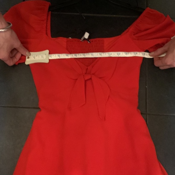 Gianni Bini Ivy Tie Front Puff Sleeve Red Mini Dress NEW - Picture 12 of 14